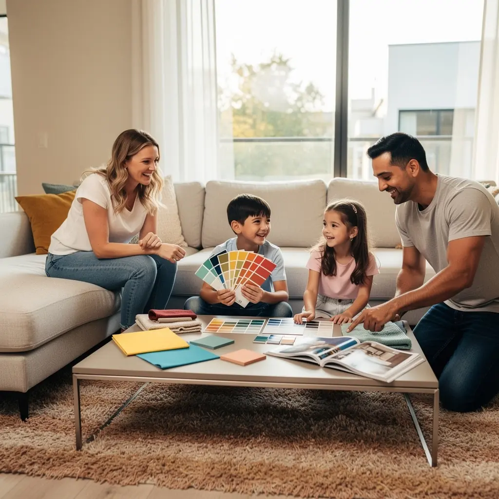 Strefa jadalna z dużym stołem i stylowymi krzesłami, idealna do spotkań rodzinnych.